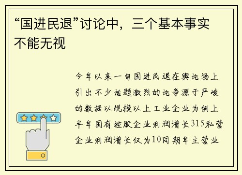 “国进民退”讨论中，三个基本事实不能无视
